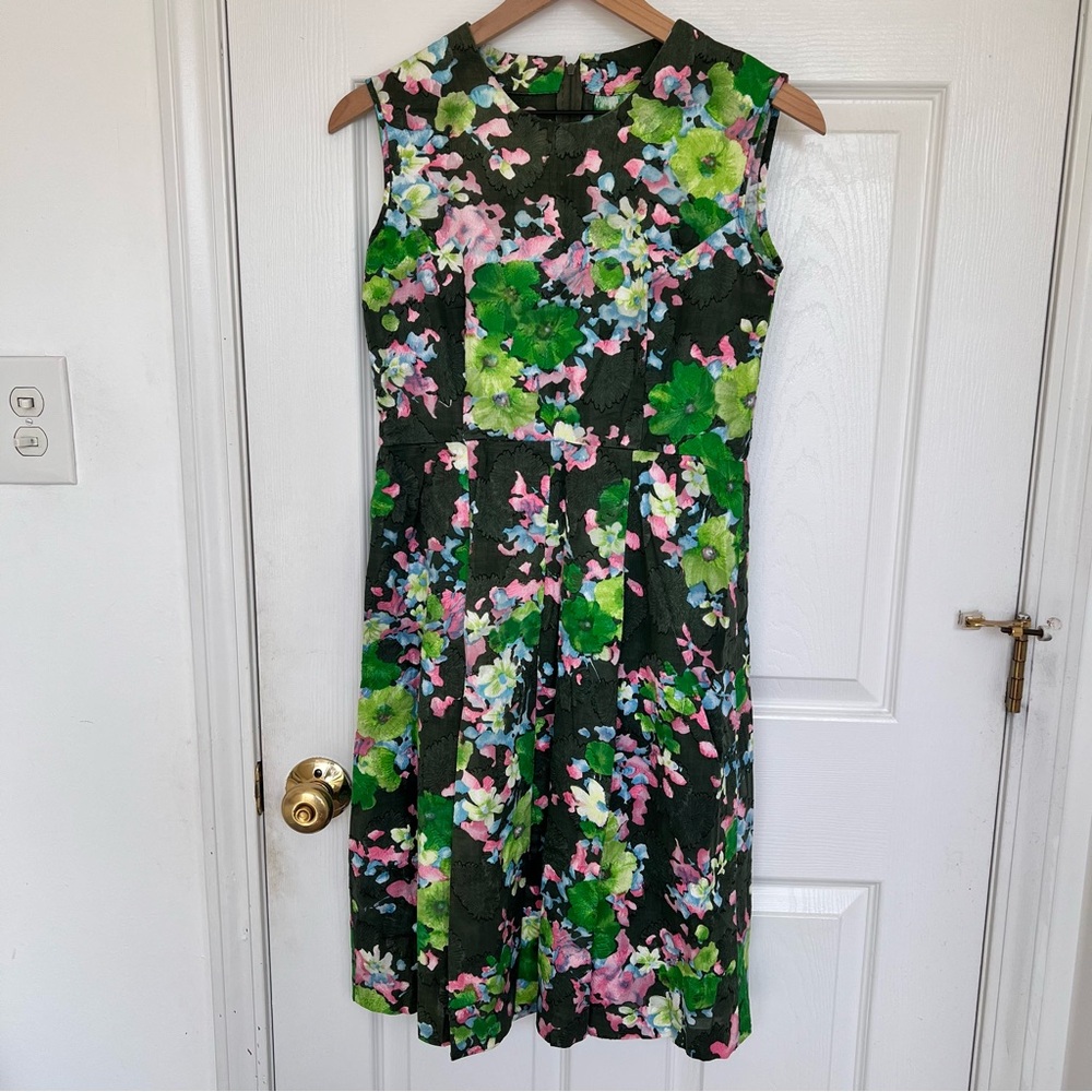Floral Green and Pink Women's Vintage Dress